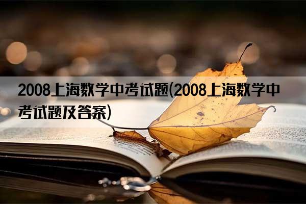 2008上海数学中考试题(2008上海数学中考试题及答案)
